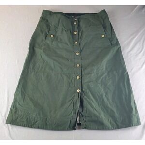 Barbour Modern Wax Heritage Midi Skirt Womens Size 10 Green Snap Front